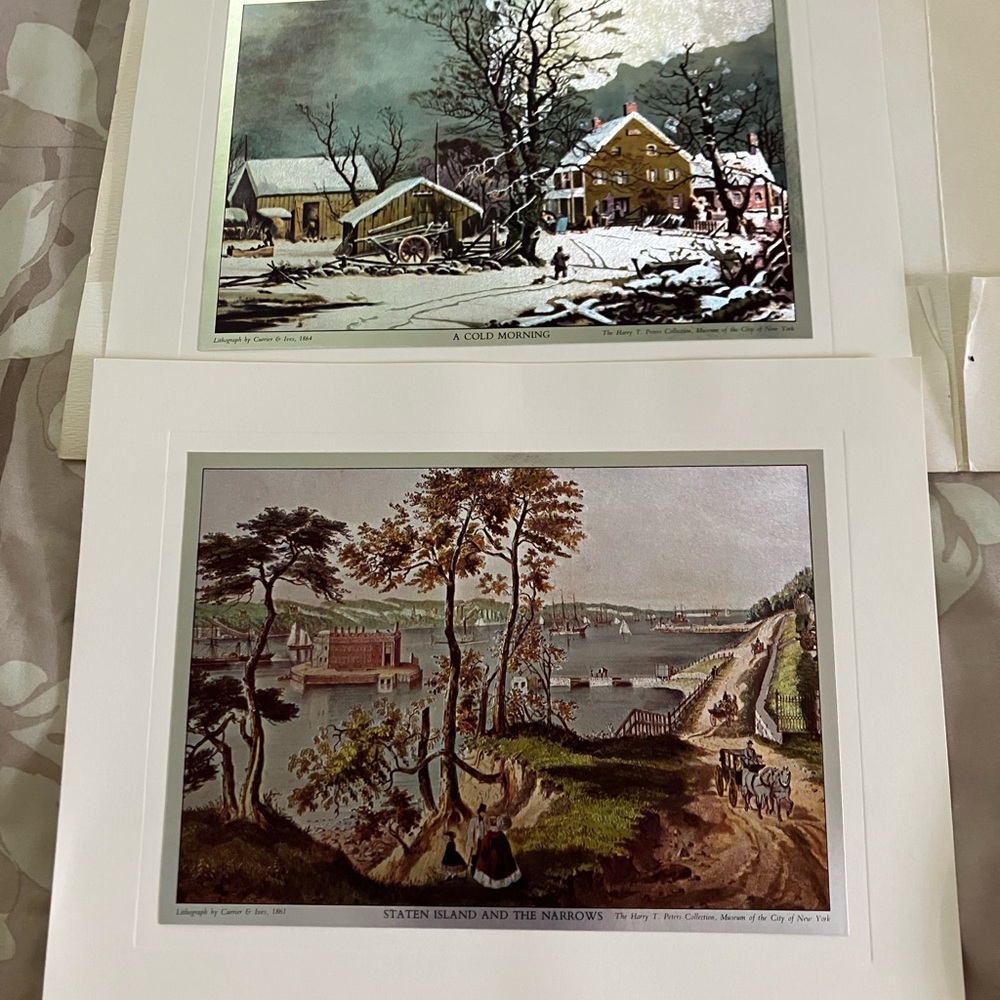 Currier and Ives lithograph set of two